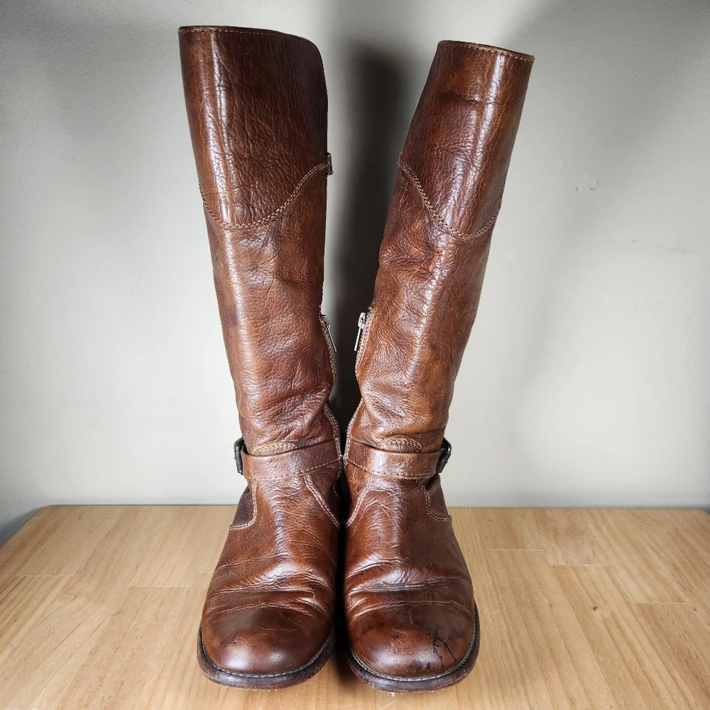 FRYE Women's Phillips Riding Boot Size 7.5 Leather Tall Western Pull On Campus - Picture 5 of 14